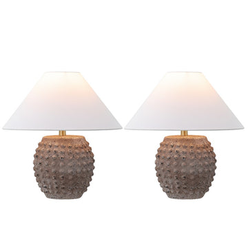 Effie 18.25" Minimalist Scandinavian Ceramic/Iron Hobnail LED Table Lamp